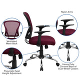 English Elm Commercial Grade Mid-Back Mesh Swivel Task Office Chair with Chrome Base and Arms