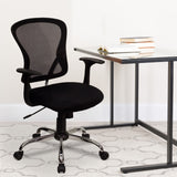 English Elm Commercial Grade Mid-Back Mesh Swivel Task Office Chair with Chrome Base and Arms