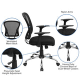 English Elm Commercial Grade Mid-Back Mesh Swivel Task Office Chair with Chrome Base and Arms