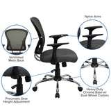 English Elm Commercial Grade Mid-Back Mesh Swivel Task Office Chair with Chrome Base and Arms