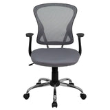 English Elm Commercial Grade Mid-Back Mesh Swivel Task Office Chair with Chrome Base and Arms