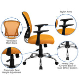 English Elm Commercial Grade Mid-Back Mesh Swivel Task Office Chair with Chrome Base and Arms