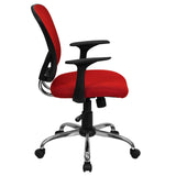 English Elm Commercial Grade Mid-Back Mesh Swivel Task Office Chair with Chrome Base and Arms