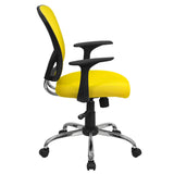 English Elm Commercial Grade Mid-Back Mesh Swivel Task Office Chair with Chrome Base and Arms