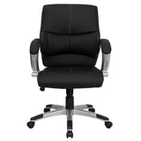 English Elm Commercial Grade Mid-Back LeatherSoft Contemporary Swivel Manager's Office Chair with Arms