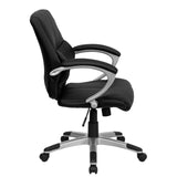 English Elm Commercial Grade Mid-Back LeatherSoft Contemporary Swivel Manager's Office Chair with Arms