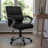 Commercial Grade Mid-Back LeatherSoft Contemporary Swivel Manager's Office Chair with Arms