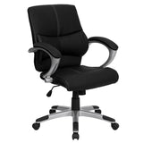 English Elm Commercial Grade Mid-Back LeatherSoft Contemporary Swivel Manager's Office Chair with Arms