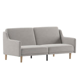 English Elm Premium Convertible Split Back Sofa Futon with Curved Armrests and Solid Wood Legs - Faux Linen Upholstery