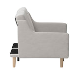 English Elm Premium Convertible Split Back Sofa Futon with Curved Armrests and Solid Wood Legs - Faux Linen Upholstery