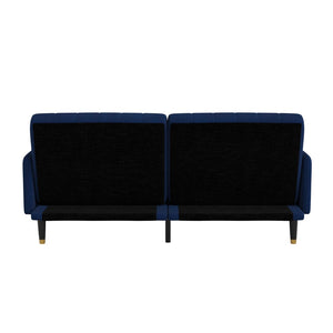 English Elm Premium Split Back Sofa Futon, Convertible Sleeper Couch for Small Spaces in Soft Velvet Upholstery with Solid Wooden Legs