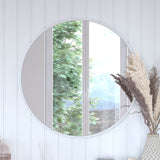 English Elm 30" Round Metal Framed Wall Mirror - Large Accent Mirror for Bathroom, Vanity, Entryway, Dining Room, & Living Room