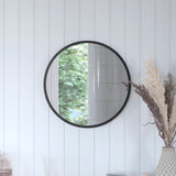 English Elm 20" Round Metal Framed Wall Mirror - Large Accent Mirror for Bathroom, Vanity, Entryway, Dining Room, & Living Room