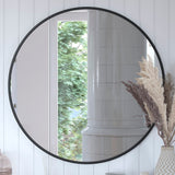 English Elm 36" Round Metal Framed Wall Mirror - Large Accent Mirror for Bathroom, Vanity, Entryway, Dining Room, & Living Room