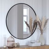 English Elm 36" Round Metal Framed Wall Mirror - Large Accent Mirror for Bathroom, Vanity, Entryway, Dining Room, & Living Room