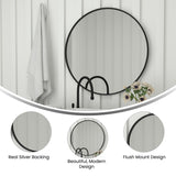 English Elm 36" Round Metal Framed Wall Mirror - Large Accent Mirror for Bathroom, Vanity, Entryway, Dining Room, & Living Room