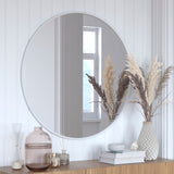 English Elm 36" Round Metal Framed Wall Mirror - Large Accent Mirror for Bathroom, Vanity, Entryway, Dining Room, & Living Room