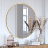 English Elm 36" Round Metal Framed Wall Mirror - Large Accent Mirror for Bathroom, Vanity, Entryway, Dining Room, & Living Room