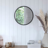 English Elm 16" Round Metal Framed Wall Mirror - Large Accent Mirror for Bathroom, Vanity, Entryway, Dining Room, & Living Room