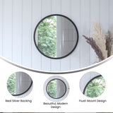 English Elm 16" Round Metal Framed Wall Mirror - Large Accent Mirror for Bathroom, Vanity, Entryway, Dining Room, & Living Room