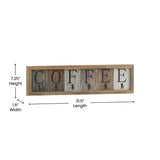 English Elm Wooden Wall Mount 6 Cup Distressed Wood Grain Printed COFFEE Mug Organizer with Metal Hanging Hooks, No Assembly Required