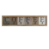 English Elm Wooden Wall Mount 6 Cup Distressed Wood Grain Printed COFFEE Mug Organizer with Metal Hanging Hooks, No Assembly Required