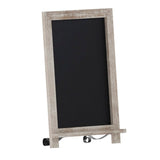 English Elm Commercial Grade 12" x 17" Weathered Tabletop Magnetic Chalkboard Sign with Metal Scrolled Legs, Hanging Wall Chalkboard, Countertop Memo Board