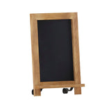 English Elm Commercial Grade 9.5" x 14" Torched Wood Tabletop Magnetic Chalkboard Sign with Metal Scrolled Legs, Hanging Wall Chalkboard, Countertop Memo Board