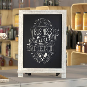 English Elm Commercial Grade 12" x 17" washed Tabletop Magnetic Chalkboard Sign with Metal Scrolled Legs, Hanging Wall Chalkboard, Countertop Memo Board