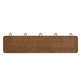 English Elm Wall Mounted 24 Inch Classic Solid Pine Wood Storage Rack with 5 Hooks For Entryway, Kitchen, Bathroom