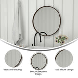 English Elm 27.5" Round Bronze Metal Framed Wall Mirror - Large Accent Mirror for Bathroom, Vanity, Entryway, Dining Room, & Living Room