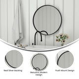 English Elm 27.5" Round Metal Framed Wall Mirror - Large Accent Mirror for Bathroom, Vanity, Entryway, Dining Room, & Living Room