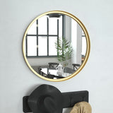 English Elm 24" Round Metal Deep Framed Wall Mirror - Large Accent Mirror for Bathroom, Entryway, Dining Room, & Living Room