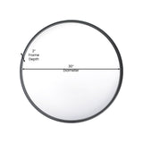 English Elm 30" Round Metal Deep Framed Wall Mirror - Large Accent Mirror for Bathroom, Entryway, Dining Room, & Living Room