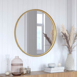 English Elm 30" Round Metal Deep Framed Wall Mirror - Large Accent Mirror for Bathroom, Entryway, Dining Room, & Living Room