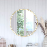 English Elm 27.5" Round Metal Deep Framed Wall Mirror - Large Accent Mirror for Bathroom, Entryway, Dining Room, & Living Room