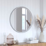 English Elm 27.5" Round Metal Deep Framed Wall Mirror - Large Accent Mirror for Bathroom, Entryway, Dining Room, & Living Room