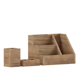 English Elm 3 Piece Wooden Organizer Set For Desktop, Table Top, or Vanity