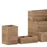 English Elm 3 Piece Wooden Organizer Set For Desktop, Table Top, or Vanity