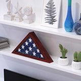 English Elm Memorial Flag Display Case - Solid Wood Military Flag Display Case for 9.5 x 5 American Veteran Flag