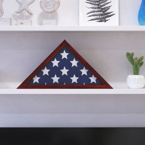 English Elm Memorial Flag Display Case - Solid Wood Military Flag Display Case for 9.5 x 5 American Veteran Flag