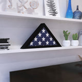 English Elm Memorial Flag Display Case - Solid Wood Military Flag Display Case for 9.5 x 5 American Veteran Flag