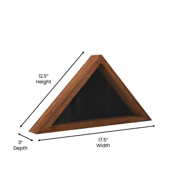 English Elm Memorial Flag Display Case - Solid Wood Military Flag Display Case for 9.5 x 5 American Veteran Flag