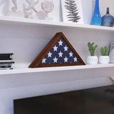 English Elm Memorial Flag Display Case - Solid Wood Military Flag Display Case for 9.5 x 5 American Veteran Flag