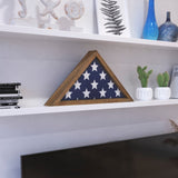 English Elm Weathered Wood Memorial Flag Display Case - Solid Wood Military Flag Display Case for 9.5 x 5 American Veteran Flag