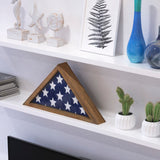 English Elm Weathered Wood Memorial Flag Display Case - Solid Wood Military Flag Display Case for 9.5 x 5 American Veteran Flag