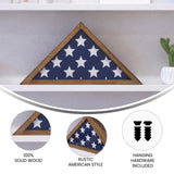 English Elm Weathered Wood Memorial Flag Display Case - Solid Wood Military Flag Display Case for 9.5 x 5 American Veteran Flag