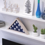 English Elm washed Memorial Flag Display Case - Solid Wood Military Flag Display Case for 9.5 x 5 American Veteran Flag