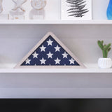 washed Memorial Flag Display Case - Solid Wood Military Flag Display Case for 9.5 x 5 American Veteran Flag