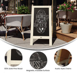 English Elm Commercial Grade 40" x 20" Vintage Wooden A-Frame Magnetic Indoor/Outdoor Chalkboard Sign, Freestanding Double Sided Extra Large Message Board,